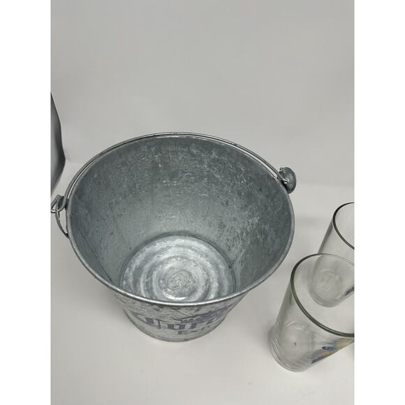 Corona Extra Gift Set Metal Ice Bucket W/(4) 16oz. Pub Glasses for Bar - Picture 3 of 3
